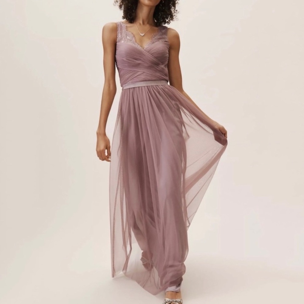 BHLDN Hitherto Lilac Chiffon Fleur Gown, Size 4